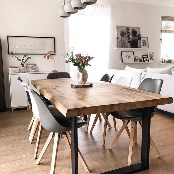 میز غذا خوری چوب و فلز